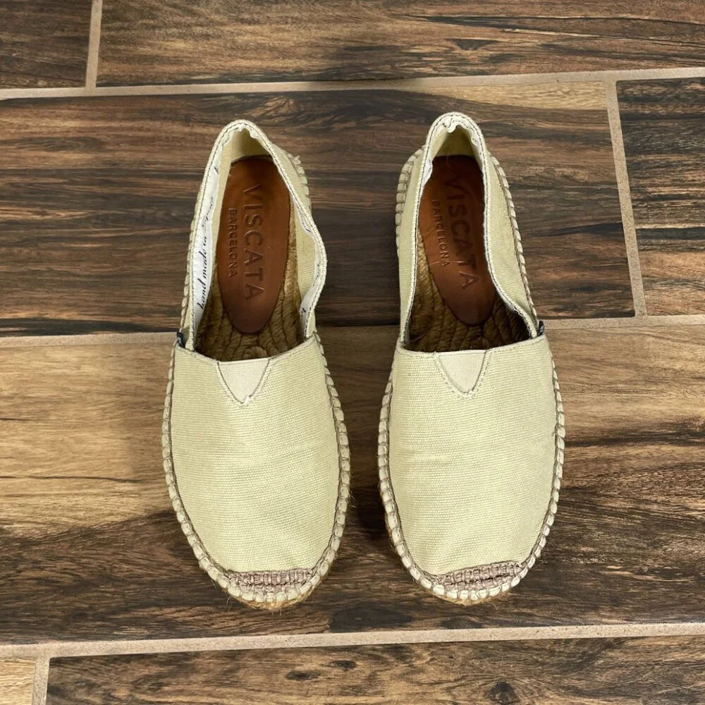 Viscata Barceloneta Womens Size EU 36 Shoes Beige Canvas Handmade Espadrilles